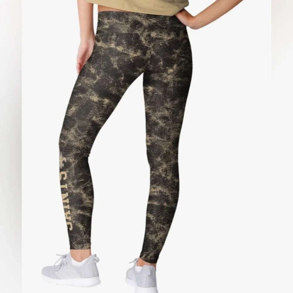 NWT Womens NFL New Orleans NOLA Saints Black & Gold Foco Cloud Leggings Football